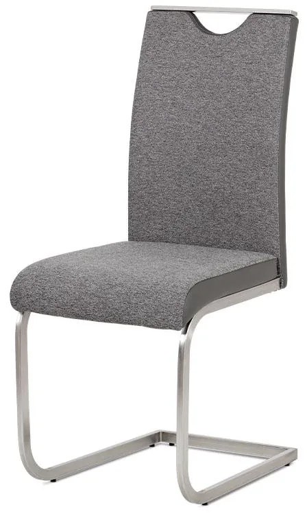 Jedálenská stolička HC-921 GREY2, látka sivá + koženka sivá / brúsený nerez