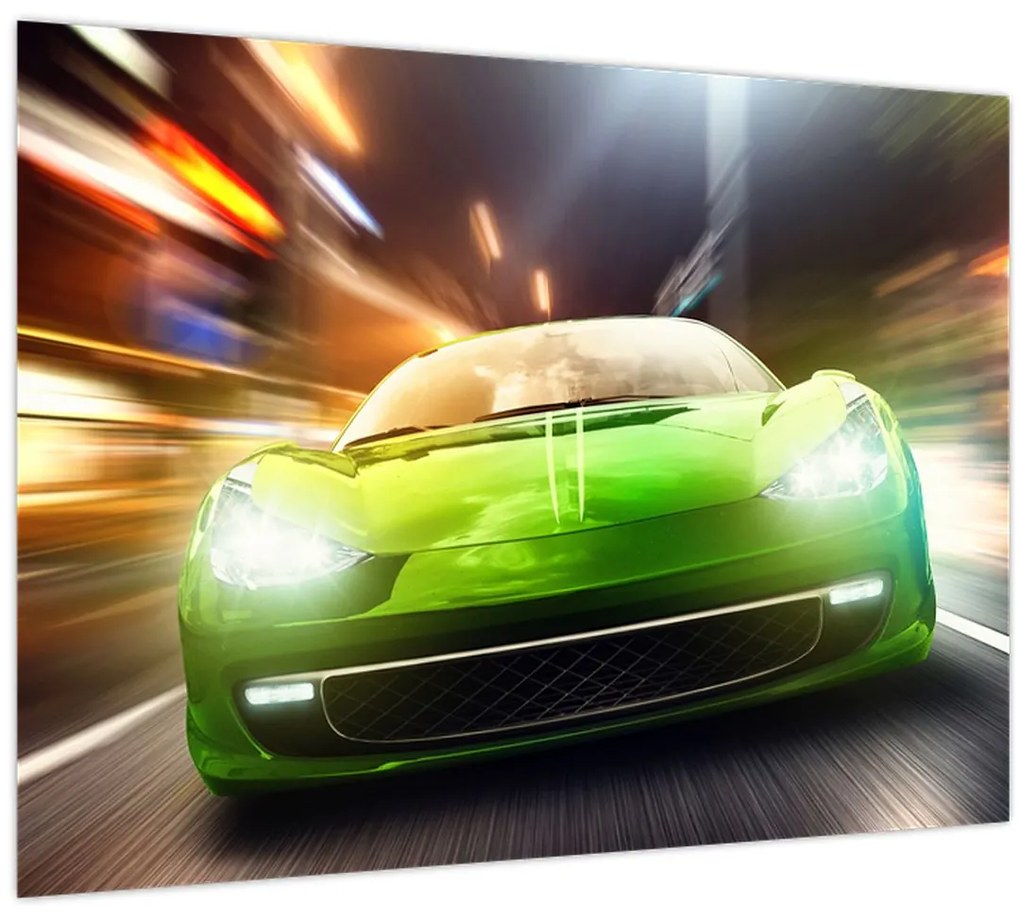 Obraz - Zelené závodné auto (70x50 cm)