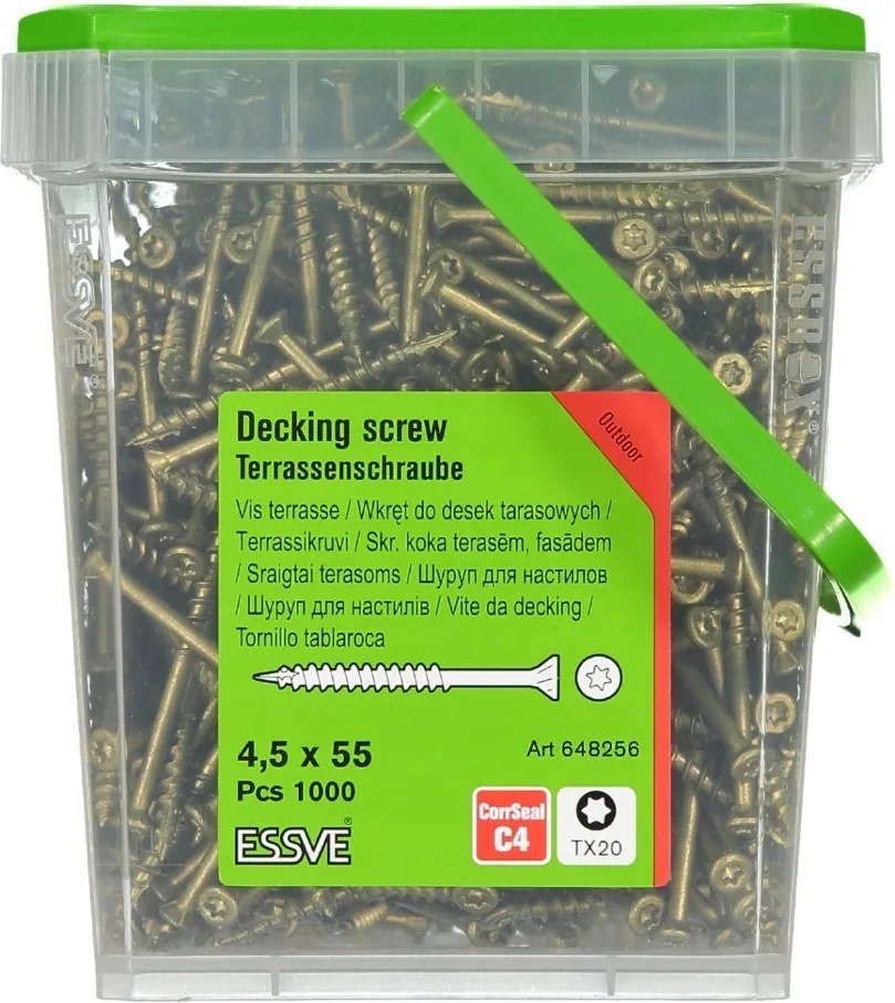 Skrutky Terasové Corrseal Essve Classic 4,5 x 55 mm Staré Zlato 1000 ks