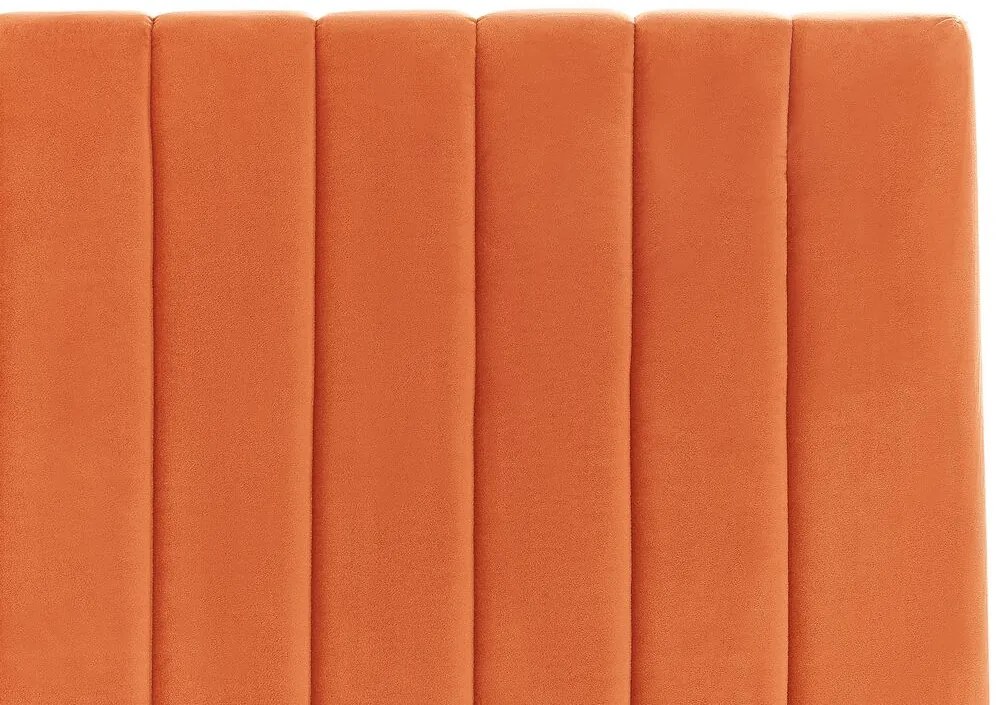 Zamatová posteľ s úložným priestorom 140 x 200 cm oranžová VION Beliani