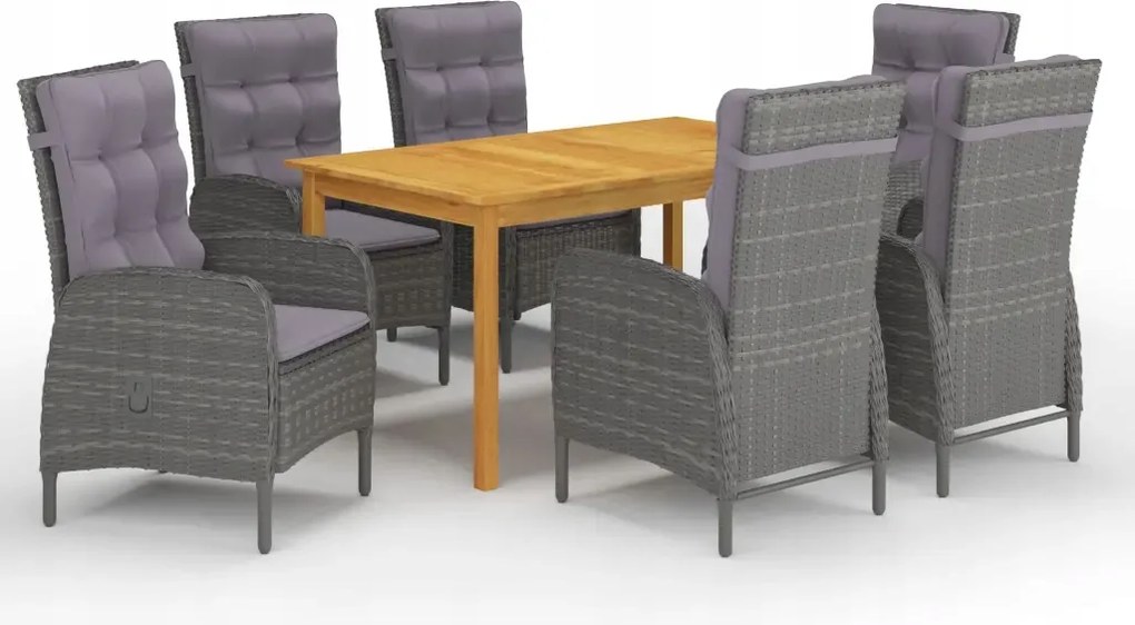 vidaXL 7-dielna záhradná jedálenská súprava sivá