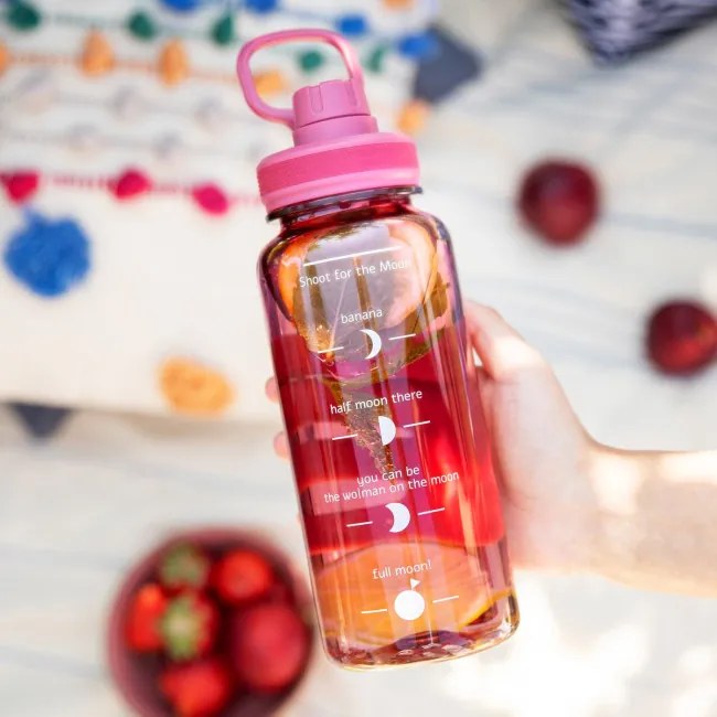 Fľaša LUNARE ružová s odmerkou 850702 950 ml