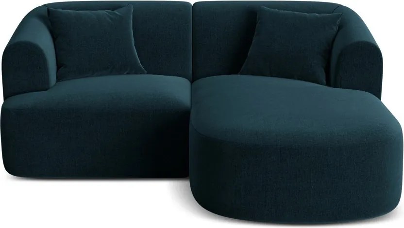 Zamatová rohová pohovka v petrolejovej farbe (pravý roh/s leňoškou) Campi – Cosmopolitan Design