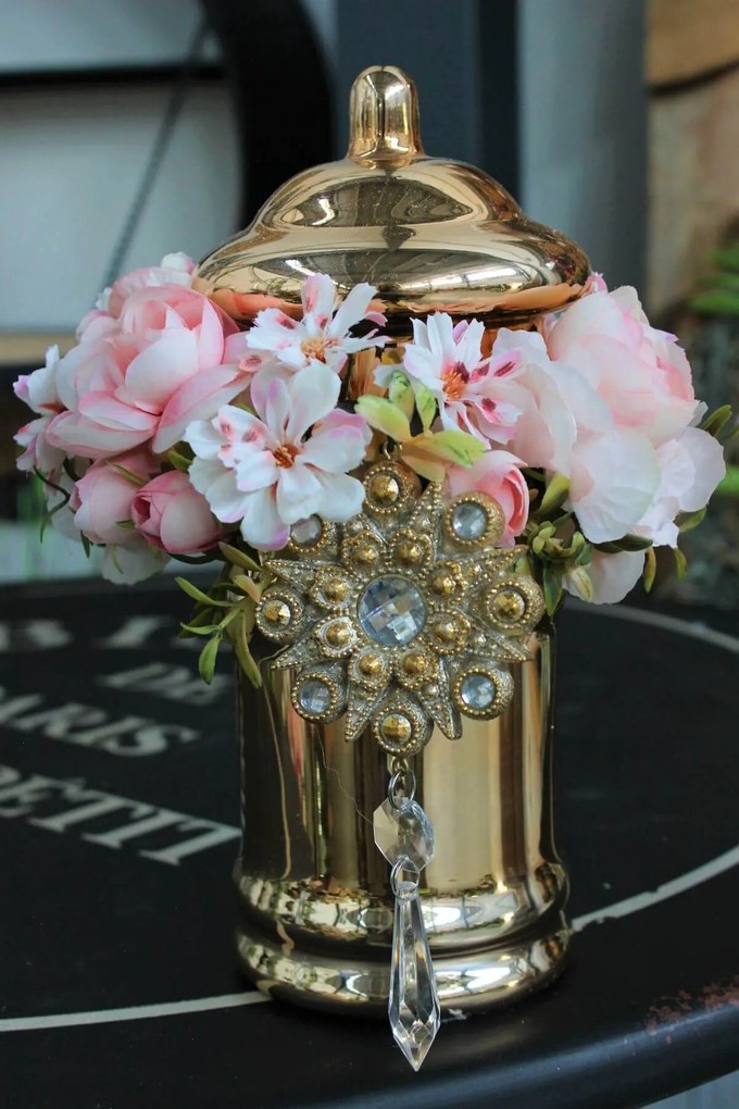 Ružovo zlatá dekorácia na stôl "Glamour mini" 25cm