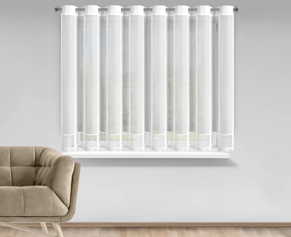 ZÁCLONA NA KRÚŽKOCH KATRINA 350X150 CM BIELA