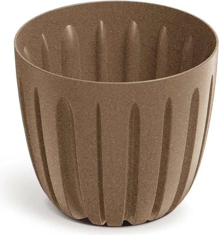 Plastový kvetináč WARIOS ECO WOOD hnedý matný