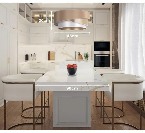 Duolla - Luster na lanku KOBO 1xE27/15W/230V pr. 45 cm béžová/zlatá/biela