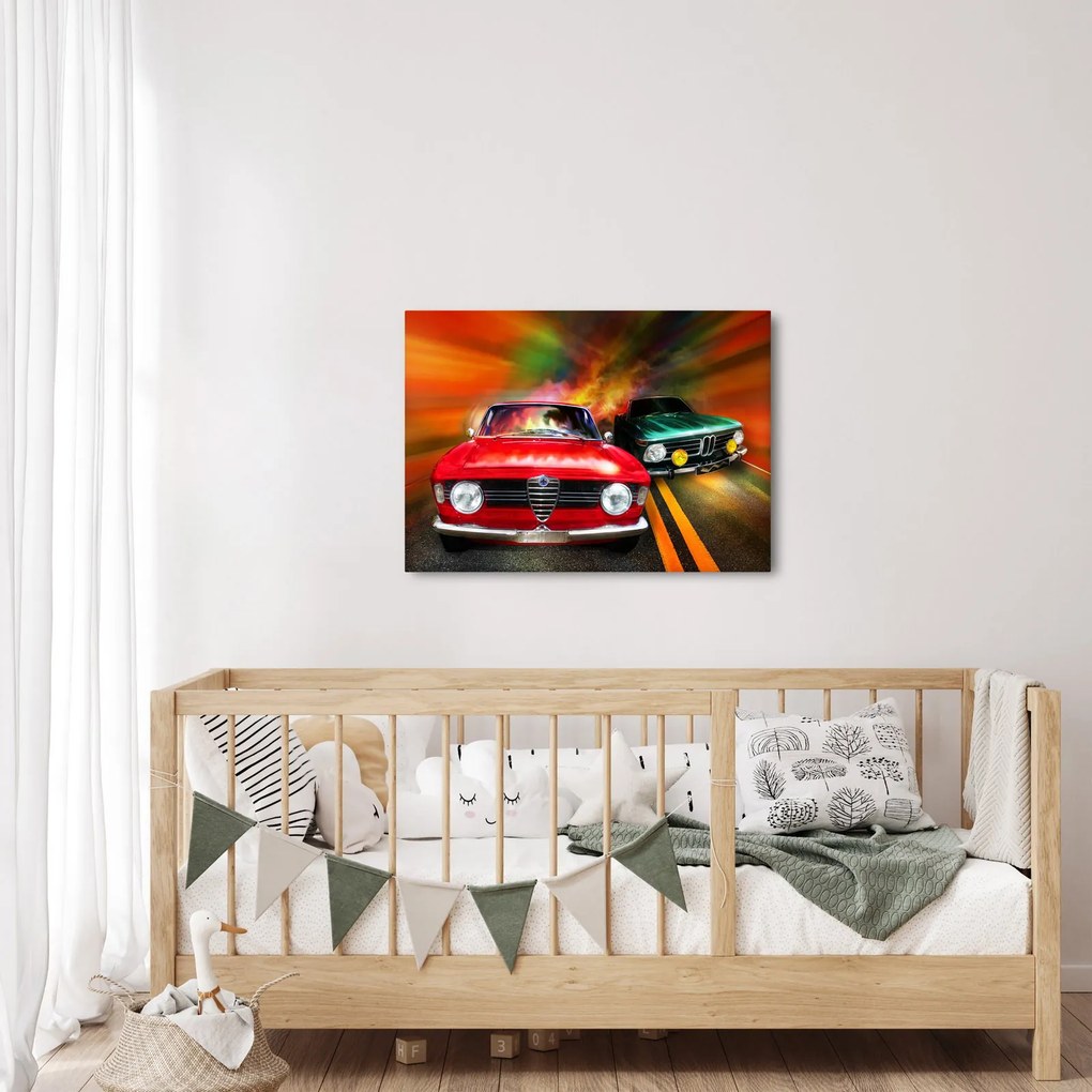 Obraz - Retro závodné autá (70x50 cm)
