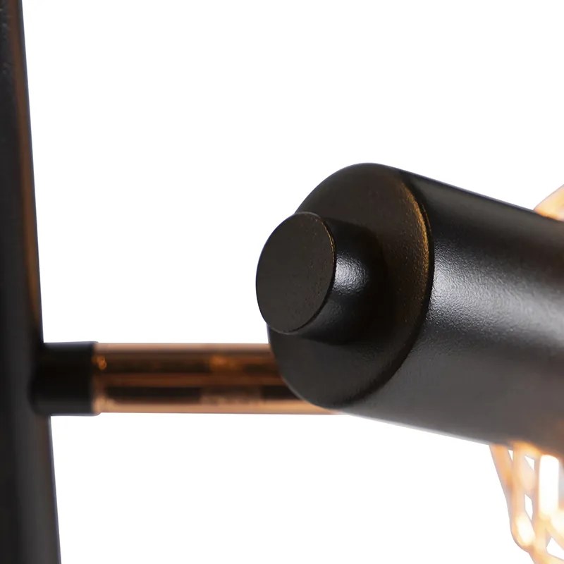 Stojaca lampa čierna s meďou 3-svetlo - Mesh
