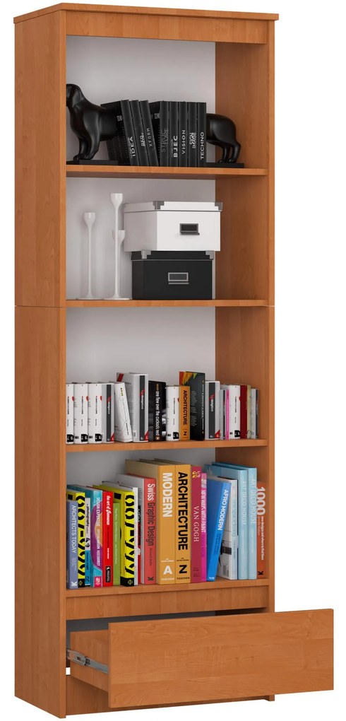 Kancelársky regál Rexa 60 cm 1 zásuvka a 4 police jelša