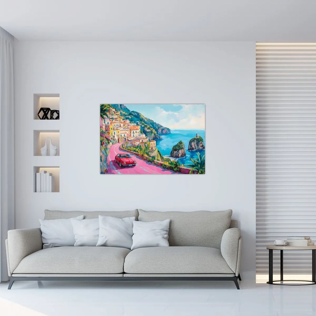 Obraz - Ružová cesta na pobreží (90x60 cm)