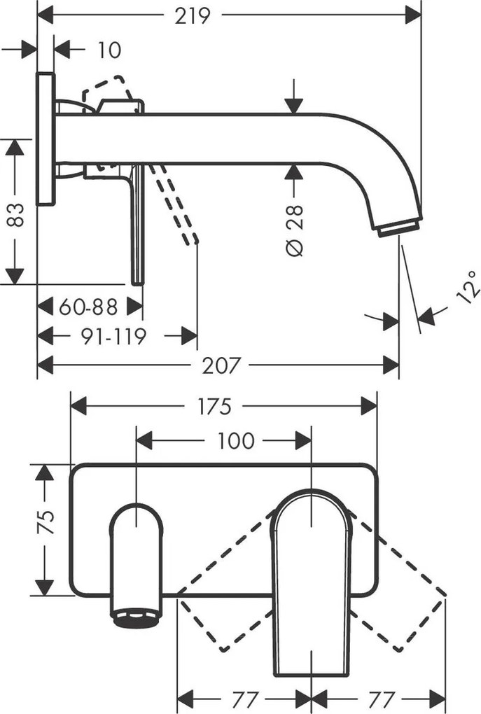 Hansgrohe Vernis Shape, umývadlová batéria pod omietku, EcoSmart, čierna matná, HAN-71578670