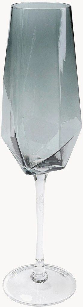 Ručne vyrobené poháre na šampanské Diamond, 6 ks