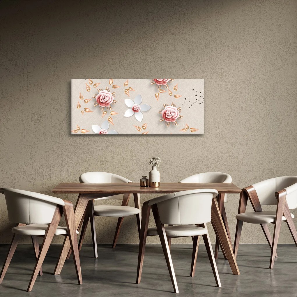 Obraz - Kvety ruží (120x50 cm)