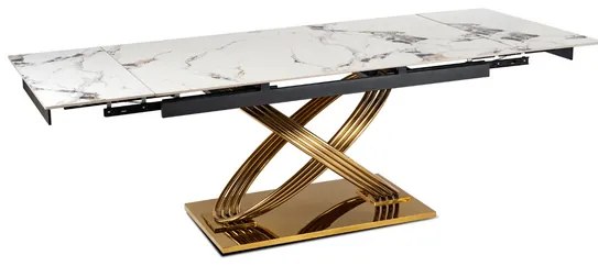 Rozkladací stôl RONNY 160–240 cm biely mramor / Zlatá