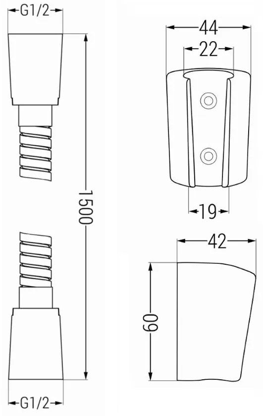 Mexen príslušenstvo - 1-bodový ručný sprchový set R-62, grafit, 785626052-66