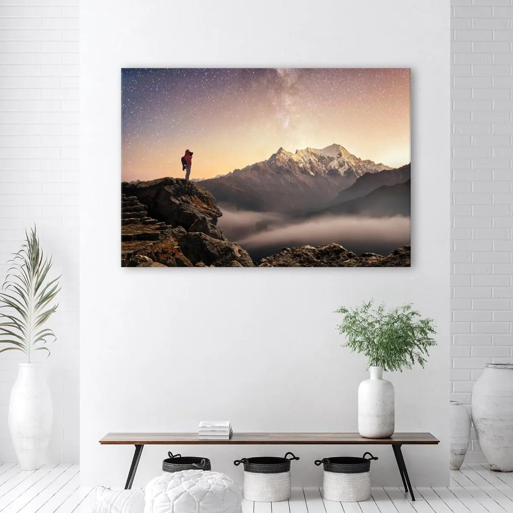 Obraz na plátně, Lezecké horské hvězdy nebe - 120x80 cm