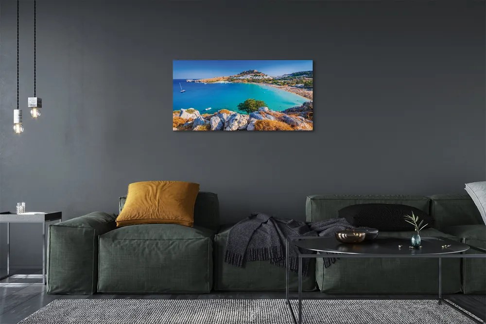 Obraz na plátne Grécko pobrežie beach panorama 100x50 cm