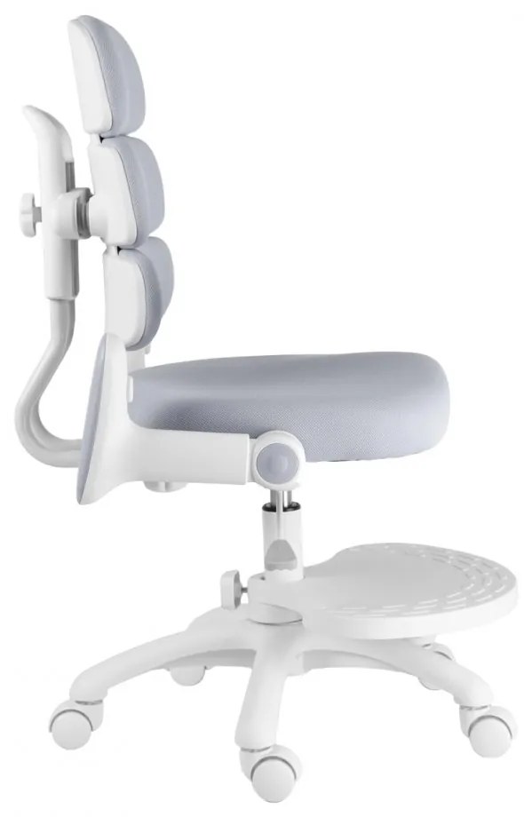 Detská rastúca stolička Neoseat KIDDY THREE — látka, prateľný poťah, sivá