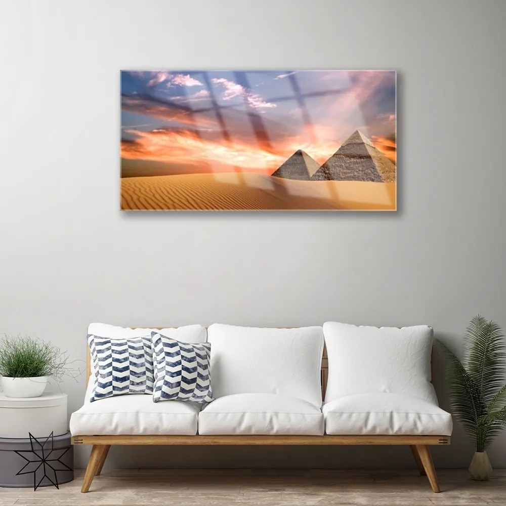 Obraz na skle Púšť pyramídy 100x50 cm