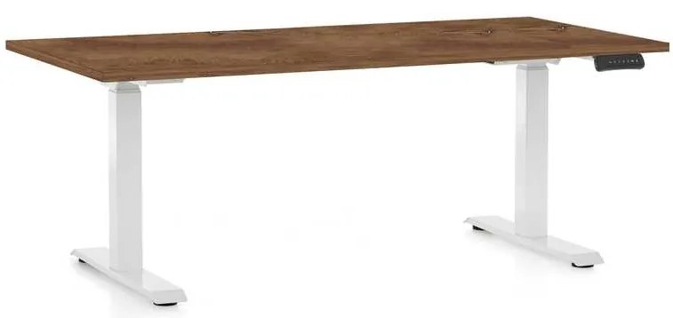 Výškovo nastaviteľný stôl OfficeTech C, 160 x 80 cm, biela podnož, dub silverjack