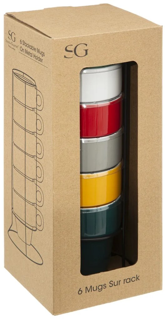 Keramický hrnček so stojanom Colorama 200 ml sada 6ks