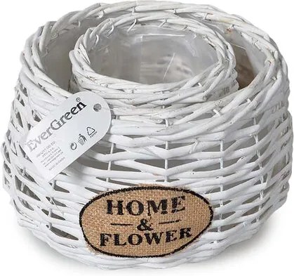Ratanový kvetináč Home a Flower biela, sada 2 ks