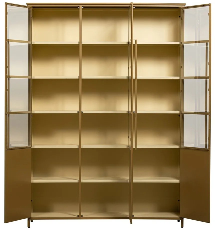 Kovová vitrína v horčicovej farbe 140x200x44 cm Exhibit – WOOOD