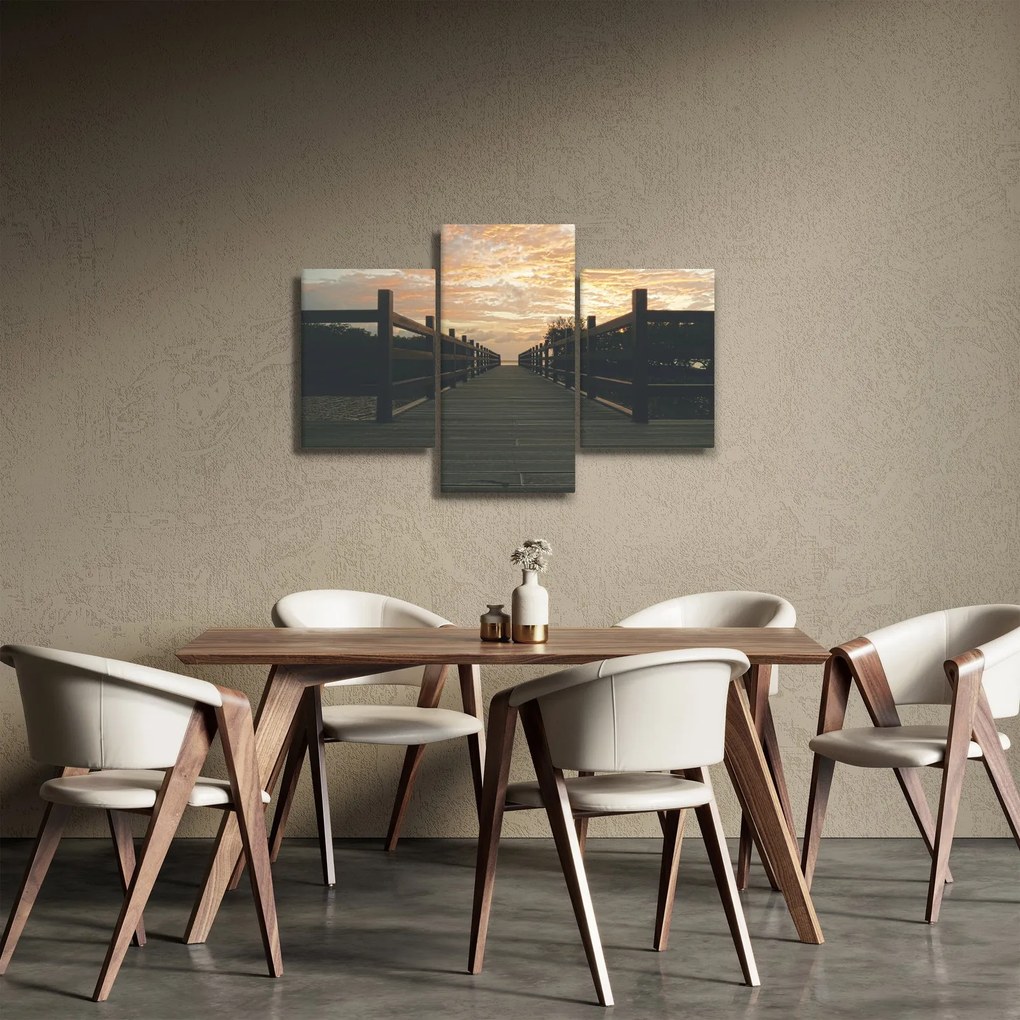 Obraz dreveného móla nad jazerom (90x60 cm)