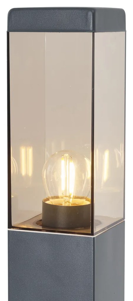 Vonkajšia lampa tmavosivá s dymovým sklom 80 cm IP44 so zásuvkou a snímačom pohybu - Malios