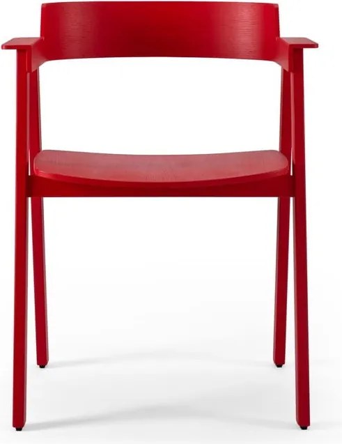 Červená jedálenská stolička s podrúčkami z dubového dreva Flip – Gazzda