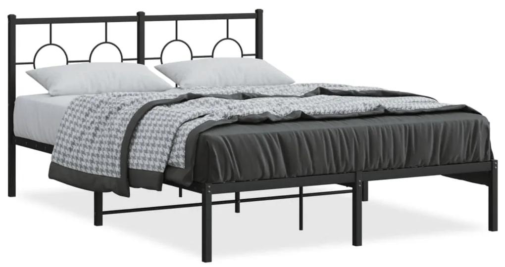 Kovový rám postele s čelom čierny 140x200 cm 376227