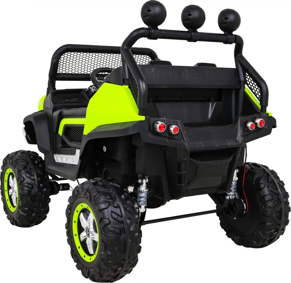 Ramiz Mercedes Benz Unimog pre deti Zelený + pohon 4x4