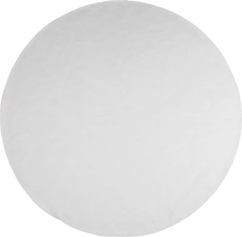 Biely plyšový kučeravý okrúhly koberec Curly Teddy White Off - Ø 120cm