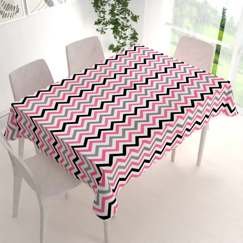 Biante Bavlnený obdĺžnikový obrus Sandra SA-377 Ružovo-sivo-čierne cik-cak pásiky 60x100 cm