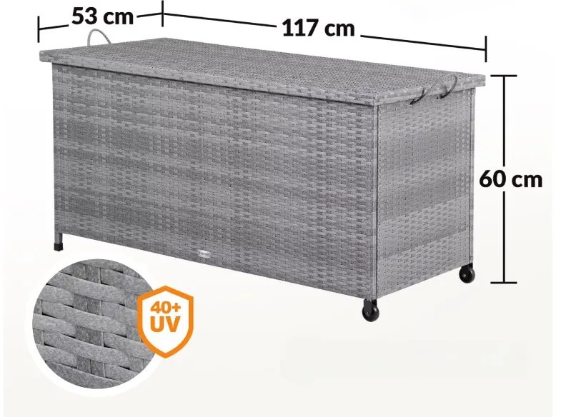 InternetovaZahrada Úložný box s kolieskami 370 L - sivý