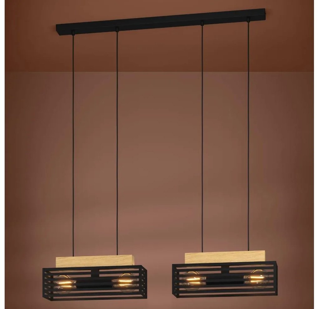 Eglo 390164 - Luster na lanku CIDRAZ 4xE27/40W/230V čierna/hnedá
