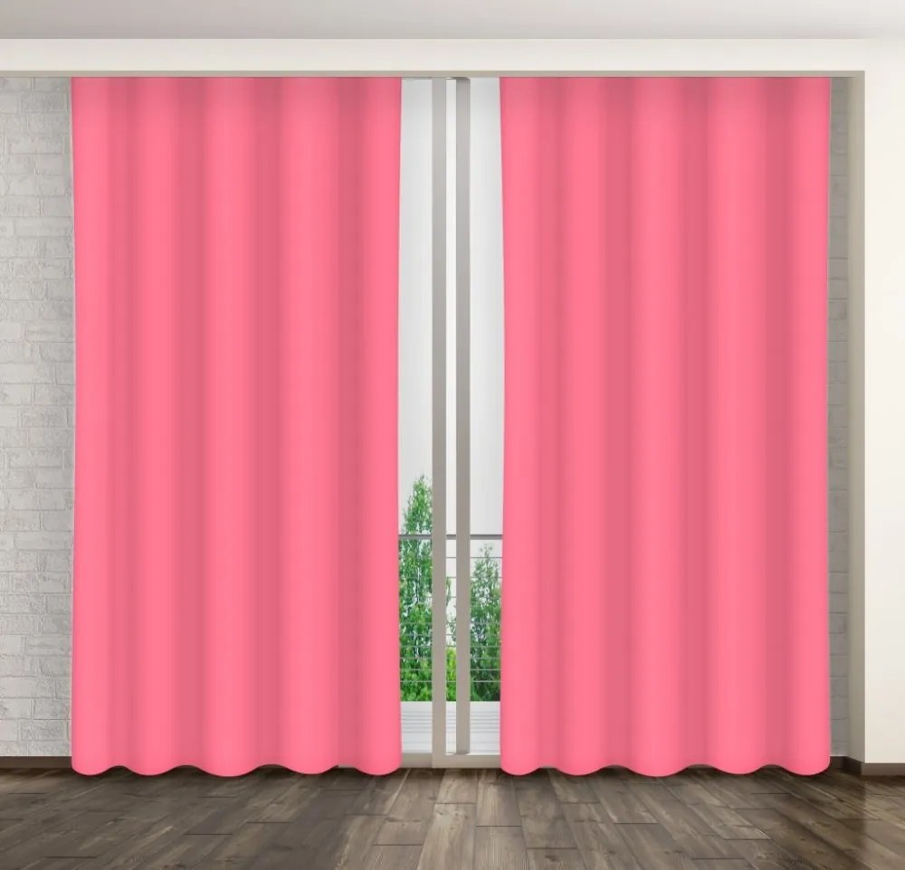 Kvalitný jednofarebý záves na okná v rúžovej farbe 140 x 260 cm Dĺžka: 270 cm
