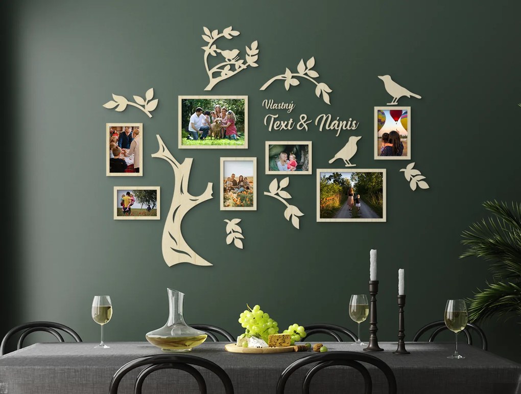 drevko Fotorámik strom života + vlastný nápis Rozmer obrazu: 72,5 x 98,5 cm, Farba dekorácie: Čierna