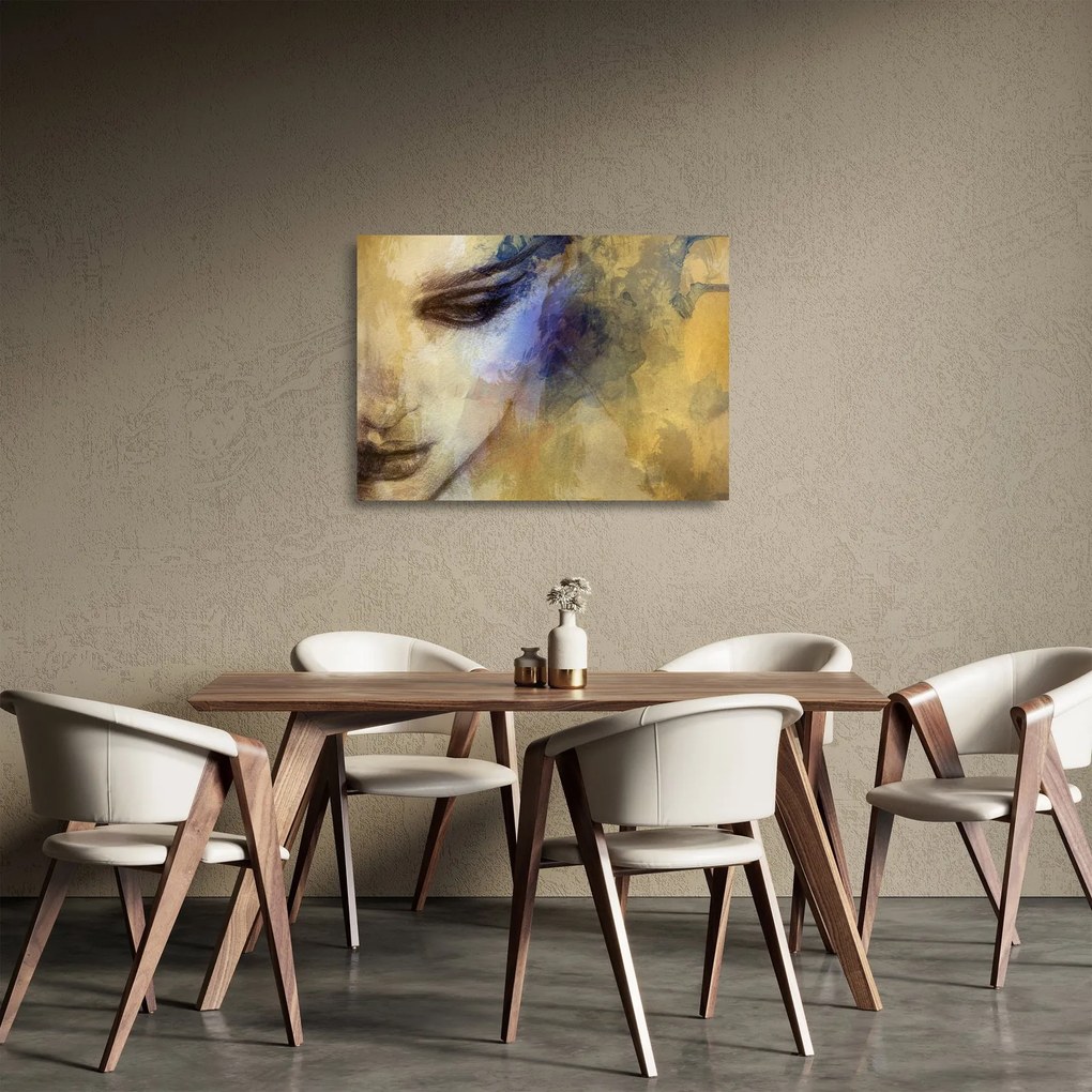 Sklenený obraz - Portrét ženy, kresba (70x50 cm)