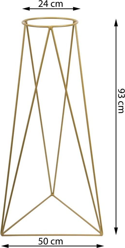 STOJAN NA KVETINÁČ TRIANGLE 90X50X24 CM ZLATÁ