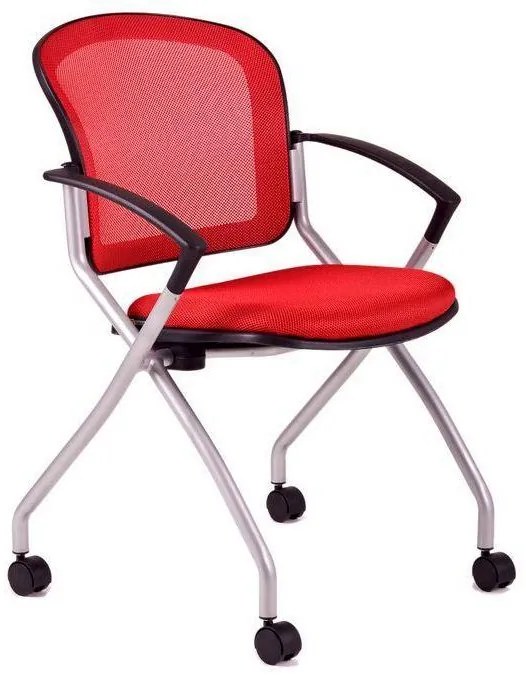 OFFICE PRO -  OFFICE PRO Konferenčná rokovacia stolička METIS červená na kolieskách