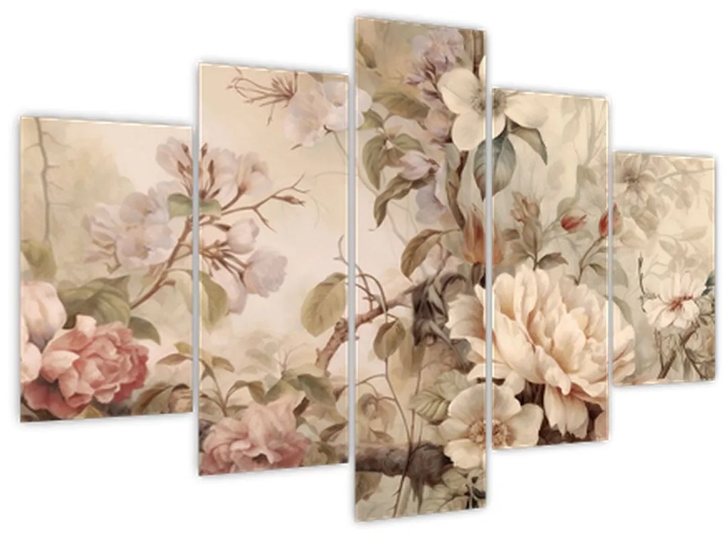 Obraz - Vintage maľba vtáčikov (150x105 cm)