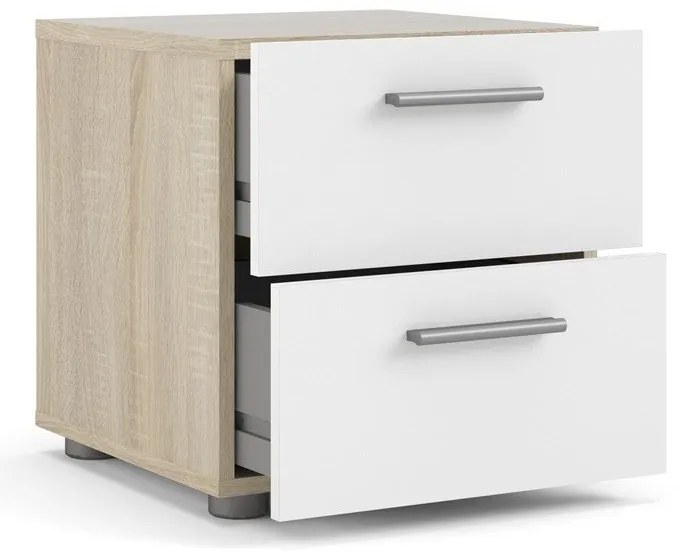 Biely nočný stolík v dekore duba Pepe - Tvilum