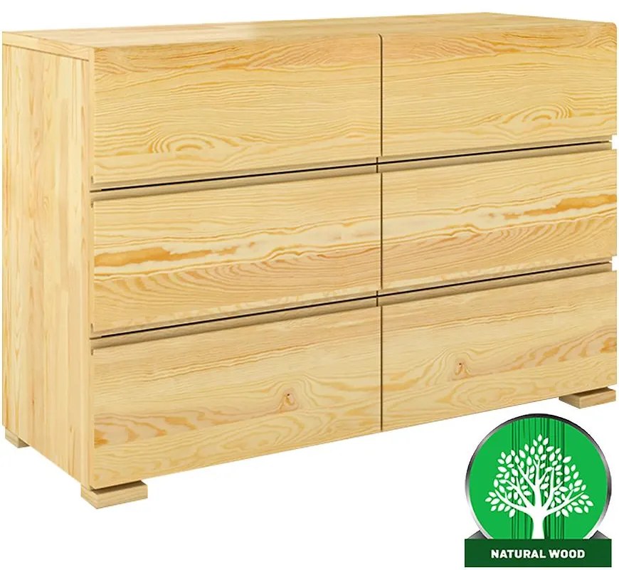 Komoda drevená  borovica 6s Skandica Vestre Prirodzené