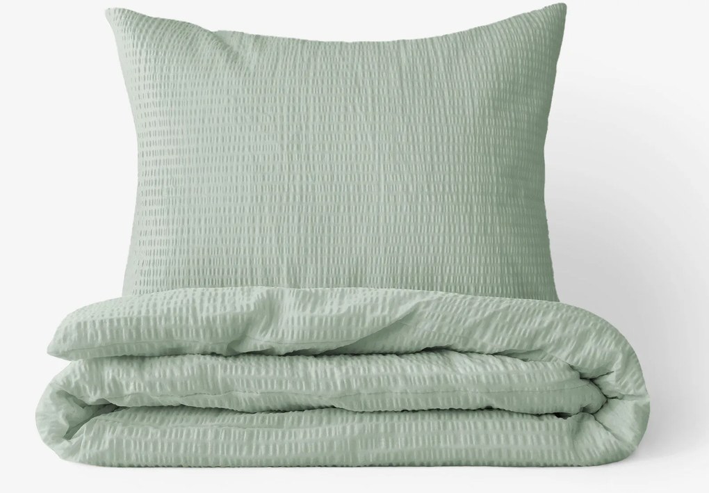 Goldea krepové posteľné obliečky - šalviovo zelené 140 x 200 a 70 x 90 cm