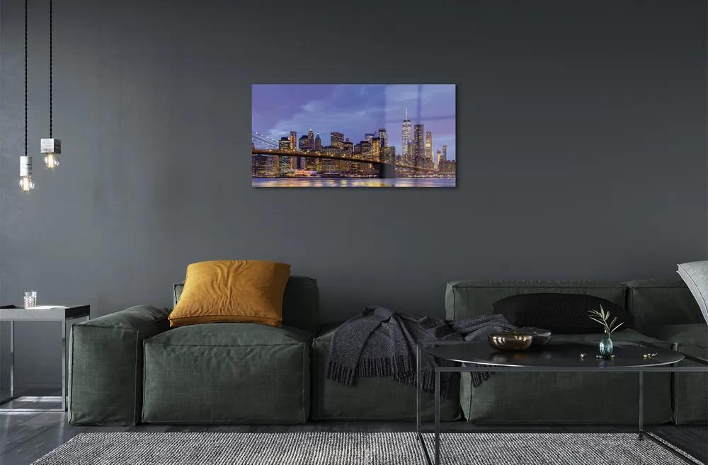 Sklenený obraz Sunset bridge river 125x50 cm