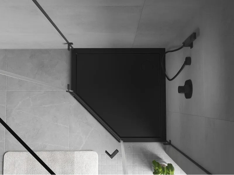 Mexen Flow päťuholníková sprchová vanička slim 80 x 80 cm, čierny mat - 46P708080