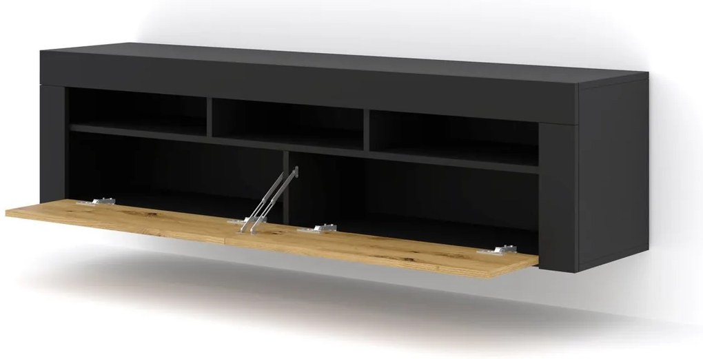 TV stolík/skrinka Moderno (dub artisan + čierna). Akcia -20%. Vlastná spoľahlivá doprava až k Vám domov. 1124836