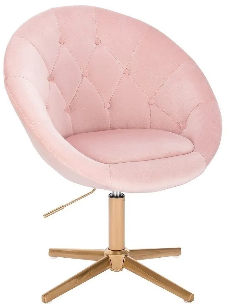 LuxuryForm DESIGN Kreslo VERA VELUR na zlatom kríži - svetlo ružové